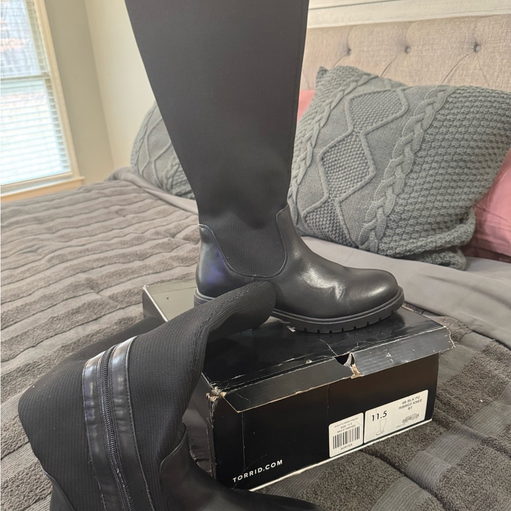 Torrid Black Ribbed Knee-High Boots - Picture 3 of 3